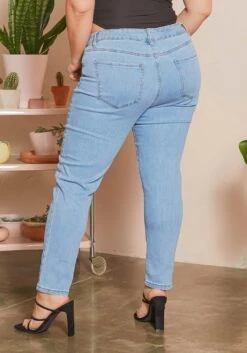 Asoph Plus Size Blue Light Denim Mid Rise Jeans -FemiLook Sales Store 2014102 290 2
