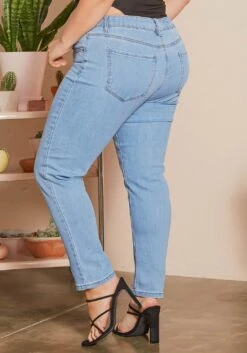 Asoph Plus Size Blue Light Denim Mid Rise Jeans -FemiLook Sales Store 2014102 290 3