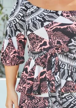 Asoph Plus Size Neon Ancient Art Patterned Bodycon Mini Dress -FemiLook Sales Store 2014192 148 4