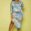 Plus Size Tie Dye Sweatshirt & Midi Dress Set -FemiLook Sales Store 2014488 001 0