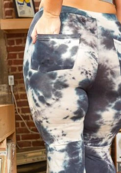 Asoph Plus Size Blue Tie Dye Flare Leg Pants -FemiLook Sales Store 2014668 001 5