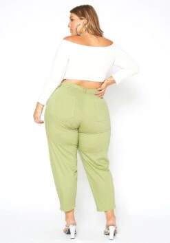 Asoph Plus Size Sage Green Utility Cargo Design Pants -FemiLook Sales Store 2014690 151 4