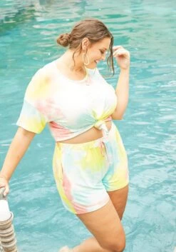 Asoph Plus Size Summer Tie Dye High Rise Shorts