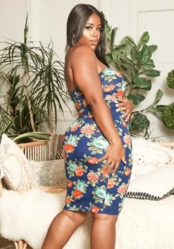 Asoph Plus Size Antique Floral Print Bodycon Tube Dress -FemiLook Sales Store 2015222 117 4