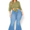 Vibrant Plus Size Classic Wash High Waist Bell Bottom Jeans