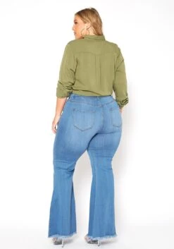 Vibrant Plus Size Classic Wash High Waist Bell Bottom Jeans -FemiLook Sales Store 2015374 938 3