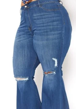 Vibrant Plus Size Medium Denim Raw Hem Distressed Jean -FemiLook Sales Store 2015375 938 4
