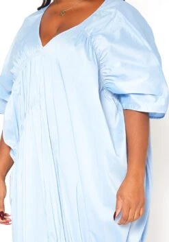 Asoph Plus Size V-Neck Ruched Oversized Midi Dress -FemiLook Sales Store 2015429 167 0