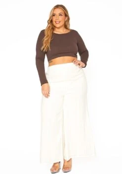 ENCREME Plus Size Shimmer Hinted Wide Leg Pants -FemiLook Sales Store 2015803 002 1