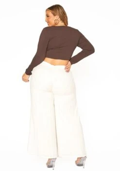 ENCREME Plus Size Shimmer Hinted Wide Leg Pants -FemiLook Sales Store 2015803 002 5