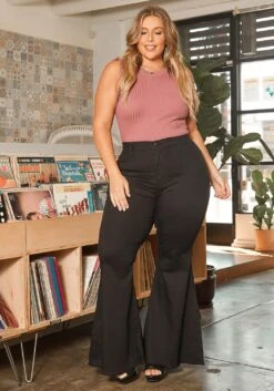 Vibrant Plus Size Classic Bell Bottom Denim Jean -FemiLook Sales Store 2016039 001 1