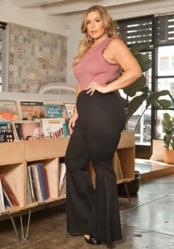 Vibrant Plus Size Classic Bell Bottom Denim Jean -FemiLook Sales Store 2016039 001 2