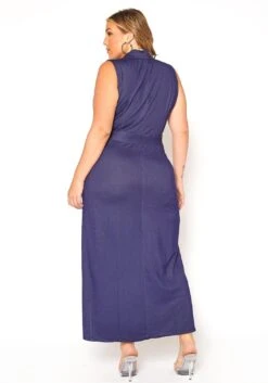 Asoph Plus Size Double Slit Denim Maxi Dress -FemiLook Sales Store 2016241 290 4