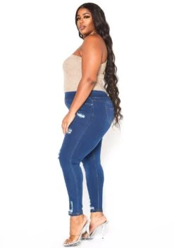Asoph Plus Size Minimal Distressed Blue Wash Jeggings -FemiLook Sales Store 2016492 379 3