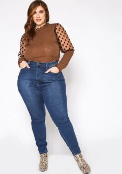 Vibrant Plus Size Favorite High Waisted Skinny Denim Jean