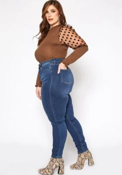 Vibrant Plus Size Favorite High Waisted Skinny Denim Jean -FemiLook Sales Store 2016799 939 2