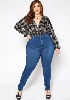 Asoph Plus Size Classic Skinny Denim High Rise Jean -FemiLook Sales Store 2016801 938 1