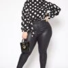 Vibrant Plus Size Girls Night Out PU Leather Skinny Jeans