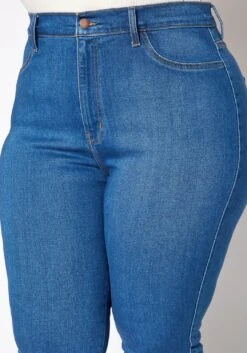 Vibrant Plus Size High Waisted Blue Wash Skinny Denim Jean -FemiLook Sales Store 2016803 938 4