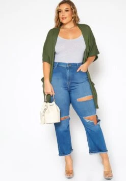Vibrant Plus Size Distressed Vintage Denim Mom Jean -FemiLook Sales Store 2016804 938 0