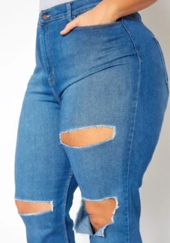 Vibrant Plus Size Distressed Vintage Denim Mom Jean -FemiLook Sales Store 2016804 938 1