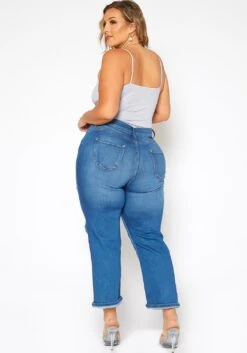 Vibrant Plus Size Distressed Vintage Denim Mom Jean -FemiLook Sales Store 2016804 938 5