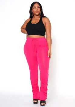 Asoph Plus Size Lounge Obsessed Ankle Stacked Fitted Pants