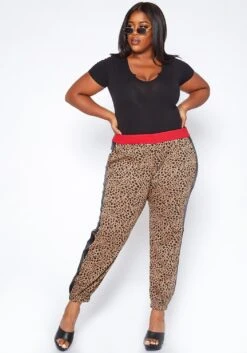 Asoph Plus Size Haute Leopard Jogger Pants