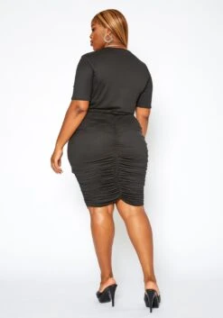 Asoph Plus Size Ruched Crop Top & Pencil Skirt Matching Set -FemiLook Sales Store 2017402 001 4