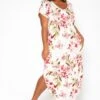 Asoph Plus Size Spring Floral Print Tee Shirt Maxi Dress