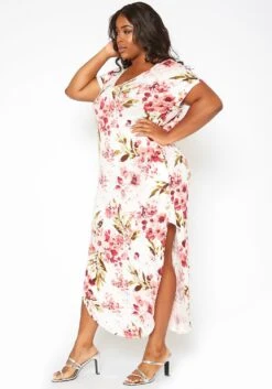 Asoph Plus Size Spring Floral Print Tee Shirt Maxi Dress -FemiLook Sales Store 2017418 952 2