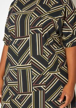 Asoph Plus Size Geometrical Striped Tee Shirt Mini Dress -FemiLook Sales Store 2017673 001 4