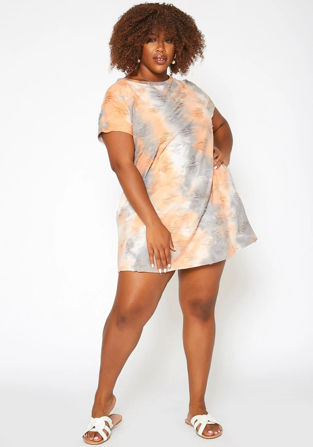 Asoph Plus Size Distressed Tie Dye Mini Dress 3 Asoph Plus Size Distressed Tie Dye Mini Dress