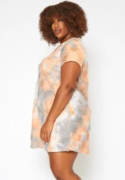 Asoph Plus Size Distressed Tie Dye Mini Dress 9 Asoph Plus Size Distressed Tie Dye Mini Dress -FemiLook Sales Store 2017773 109 1
