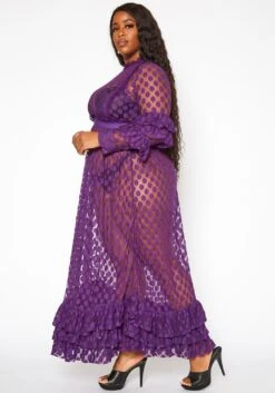 Asoph Plus Size Polka Dot Mesh Flare Maxi Dress -FemiLook Sales Store 2017938 145 2