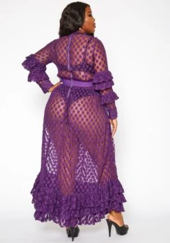 Asoph Plus Size Polka Dot Mesh Flare Maxi Dress -FemiLook Sales Store 2017938 145 3