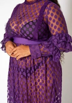 Asoph Plus Size Polka Dot Mesh Flare Maxi Dress -FemiLook Sales Store 2017938 145 4