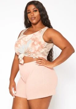 Asoph Plus Size Lounge Knit Shorts -FemiLook Sales Store 2018050 102 2