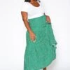 Asoph Plus Size Dainty Floral Print Maxi Flare Skirt