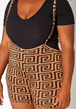 Asoph Plus Size Greek Key Print Overall Shorts -FemiLook Sales Store 2018319 106 4