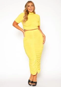 Asoph Plus Size Ruched Design Two Piece Set