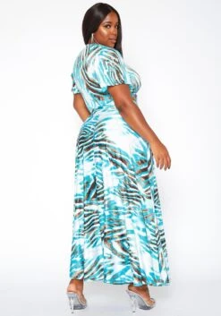 Asoph Plus Size Silver Lining Crop Top & Flare Maxi Skirt Set -FemiLook Sales Store 2018563 140 3