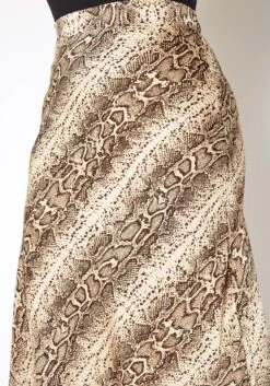 Asoph Plus Size Snakeskin Print Satin Midi Skirt -FemiLook Sales Store 2018593 388 4