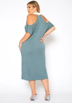 Plus Size Collar Neck Flare Midi Dress -FemiLook Sales Store 2018761 349 3