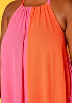 Plus Size Color Splice Flare Maxi Dress -FemiLook Sales Store 2018762 128 4