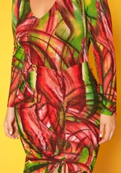 Plus Size Abstract Color Print Flare Mini Dress -FemiLook Sales Store 2018767 473 4