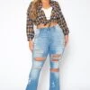 Plus Size Distressed Flare Denim Jeans -FemiLook Sales Store 2018869 003 1