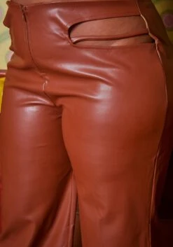 Plus Size PU Leather Slit Waist Hem Pants -FemiLook Sales Store 2019001 106 4