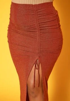 Plus Size Drawstring Hem Shimmer Maxi Skirt -FemiLook Sales Store 2019223 120 4