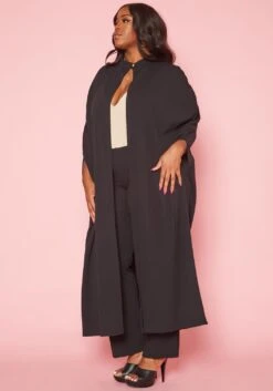 Plus Size Open Front Maxi Blouse & Pants Set -FemiLook Sales Store 2019328 001 2